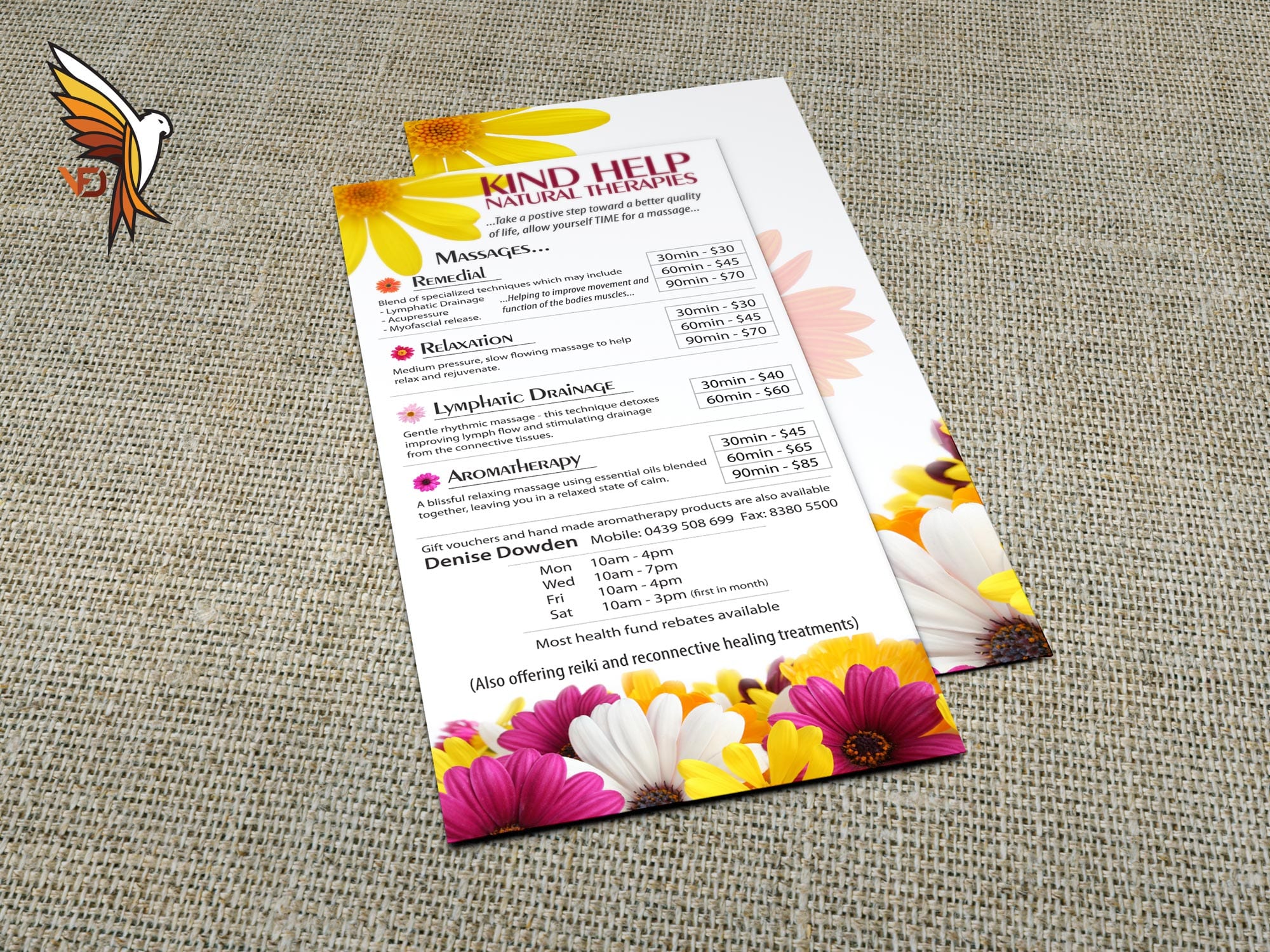 Kind Help Natural Therapies - Price Flyer